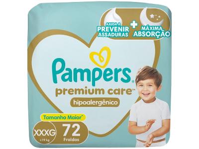 Fralda Pampers Premium Care Diurna e Noturna XXG 19kg 72 Unidades