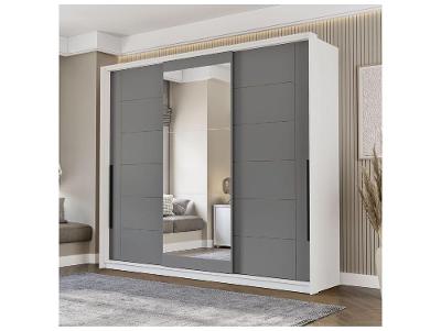 Guarda-roupa Casal com Espelho 4 Gavetas 3 Portas de Correr Politorno Lisboa