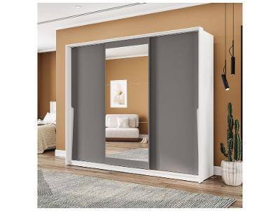 Guarda-roupa Casal com Espelho 4 Gavetas 3 Portas de Correr Politorno Porto