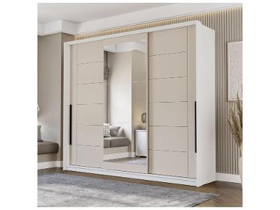 Guarda-roupa Casal com Espelho 4 Gavetas 3 Portas de Correr Politorno Lisboa