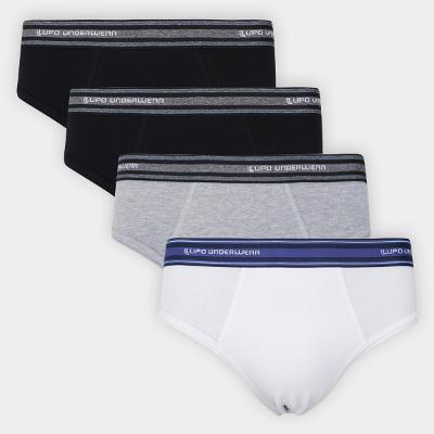 Kit Cueca Slip Lupo Algodão Masculina - 4 Peças
