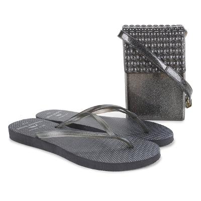 Kit  Chinelo Tropical Brasil Estampado Slim + Bolsa Feminino
