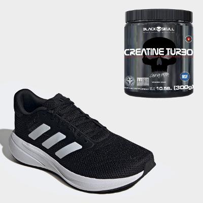 Kit Tênis Adidas Response Runner + Creatina Black Skull - 300g