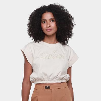 Camiseta Colcci Cropped Logo Feminina