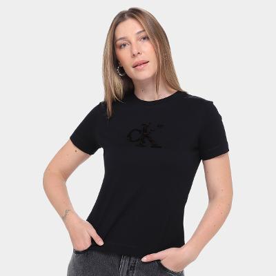 Camiseta Calvin Klein Logo Paetê Feminina