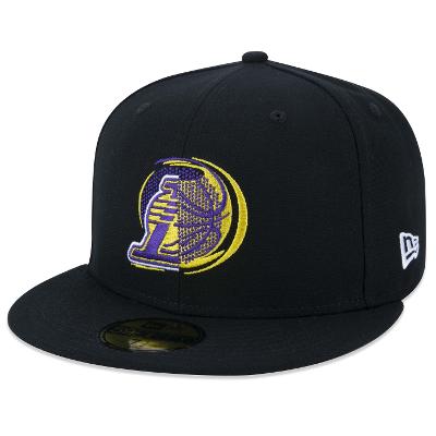 Bone New Era 59FIFTY NBA NETO 78 Los Angeles Lakers Aba Reta Preto