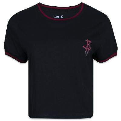 Camiseta New Era Feminina Cropped NBA Houston Rockets Preta