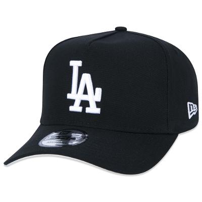 Bone New Era 9FORTY A-Frame Snapback MLB Los Angeles Dodgers Aba Curva Preto