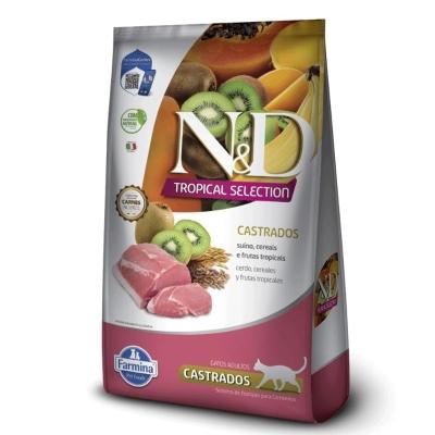 Ração N&amp;D Tropical Selection Gatos Castrados Suíno