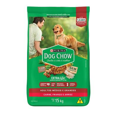 Ração Dog Chow Cães Adultos Médios e Grandes 15kg