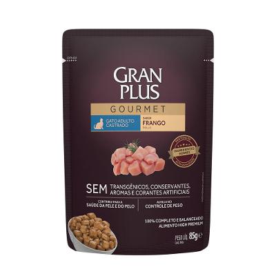 Ração Úmida GranPlus Gourmet Gatos Castrados Frango