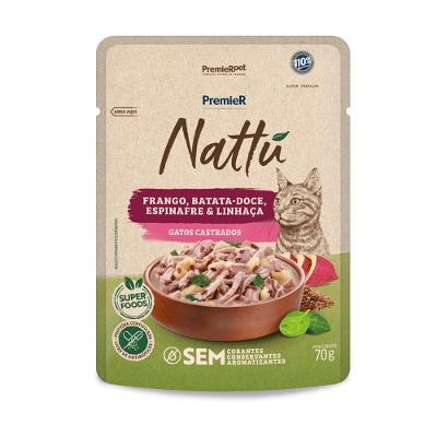 Ração Úmida Premier Nattu Gatos Adultos Frango e Batata-Doce