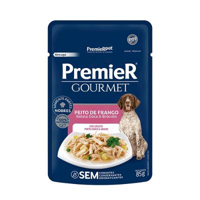 Ração Úmida Premier Gourmet Cães Adultos Portes Médio e Grande Peito de Frango, Batata Doce e Brócolis