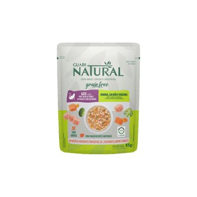 Ração Úmida Guabi Natural Grain Free Gatos Castrado Salmão e Frango