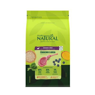 Ração Guabi Natural Cães Adultos Porte Médio Cordeiro e Aveia