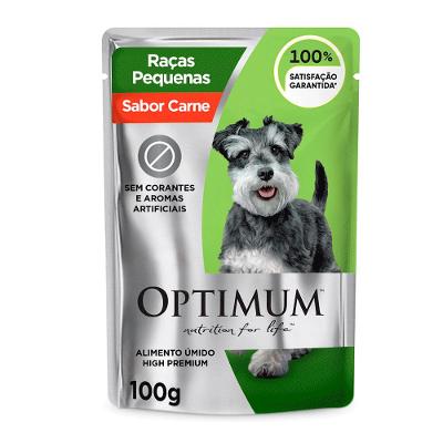 Ração Úmida Optimum Sachê Cães Adultos Raças Pequenas e Mini Carne