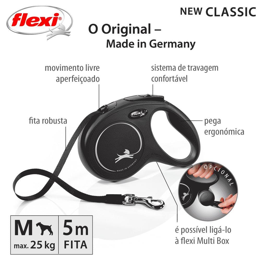 Guia Retrátil New Classic 5 M Flexi Preta - 7