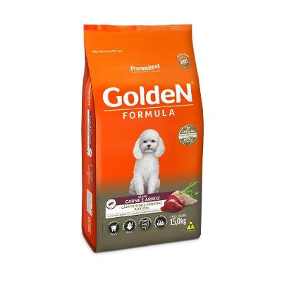 Ração Golden Formula Cães Adultos Raças Pequenas Carne e Arroz Mini Bits