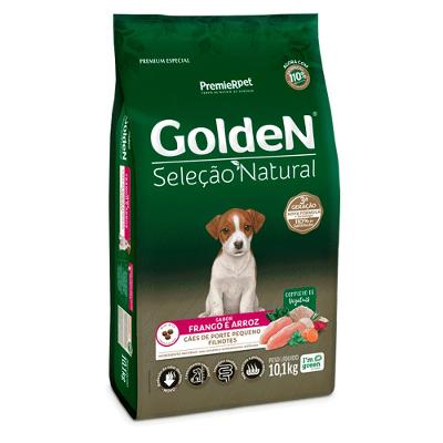 Ração Golden Seleção Natural Cães Filhotes Porte Pequeno Frango e Arroz Mini Bits