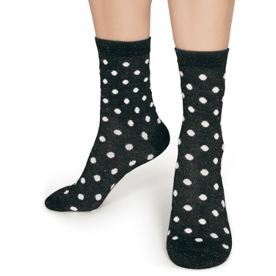 Meia Soquete Cano Médio Menina Lurex Bolinhas