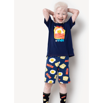 Pijama Manga Curta Menino Viscolycra Família de Bacon a Vida