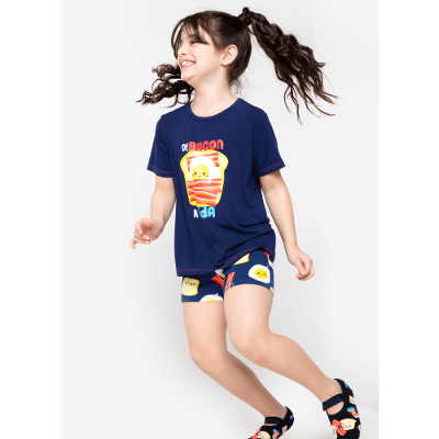 Pijama Manga Curta Menina Viscolycra Família de Bacon a Vida