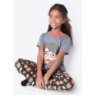 Pijama Manga Curta Menina Harry Potter