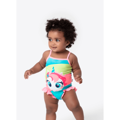 Maiô com Proteção Solar Bebê Menina Unicórnio Colorful