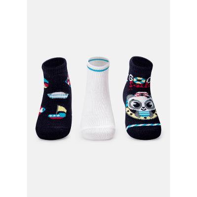 Kit com 3 Meias Soquete Bebê Menino Panda