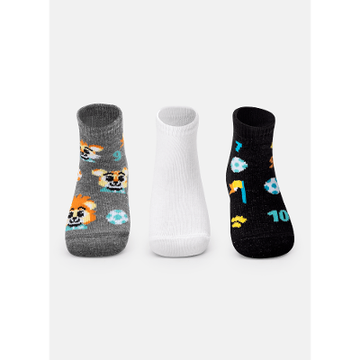 Kit com 3 Meias Soquete Bebê RN Menino Futebol