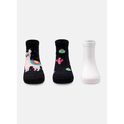 Kit com 3 meias Bebê RN Menina Lhama