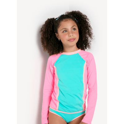 Conjunto Camiseta e Calcinha Menina Com Proteção Solar