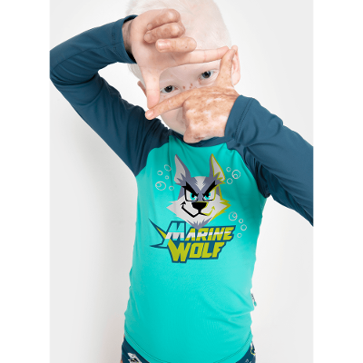 Camiseta Praia Com Proteção Solar Menino Lobo Space