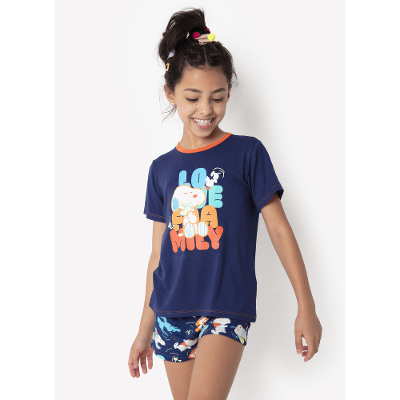 Pijama Manga Curta Viscolycra Menina Snoopy