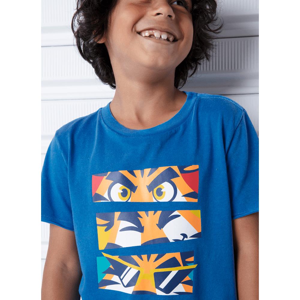 Camiseta Manga Curta Algodão Menino Tigre Roar - 1