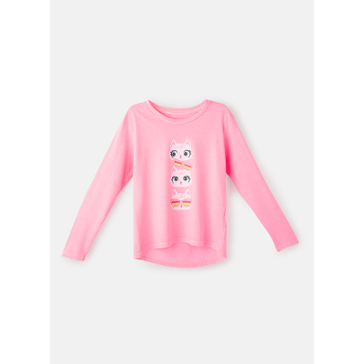 Camiseta Infantil Manga Longa Algodão Gata Summer