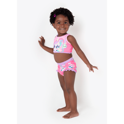 Biquini Bebê Menina com Proteção Solar Unicórnio Kawaii