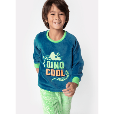 Pijama Manga Longa Soft Menino Dinossauro Fósseis
