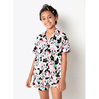 Pijama Manga Curta Viscose Feminino Vaca