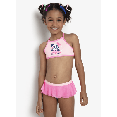 Biquini Menina com Proteção Solar Panda Bailarina