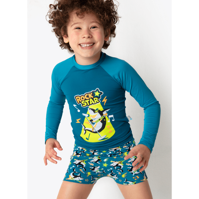 Camiseta Manga Longa Menino Tubarão Rockstar