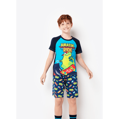 Pijama Manga Curta Menino Viscolycra Dinossauro Skate