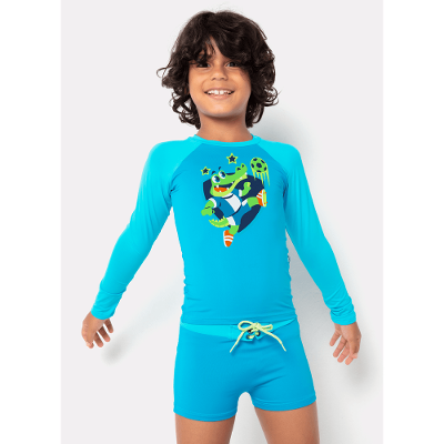 Camiseta Manga Longa Menino Futebol Jacaré