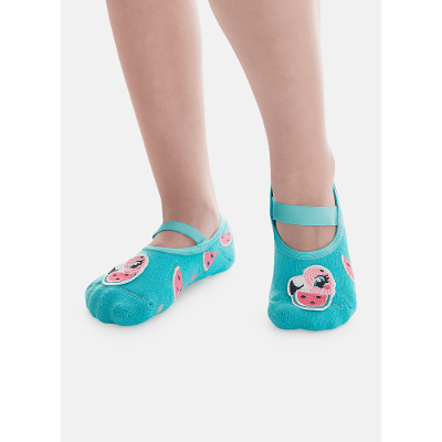 Meia Sapatilha Antiderrapante com Aplique Menina Flamingo Melancia