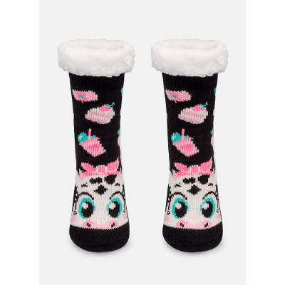 Meia Botinha Tricô Antiderrapante Menina Vaca