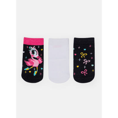 Kit com 3 Meias Bebê Menina  Flamingo