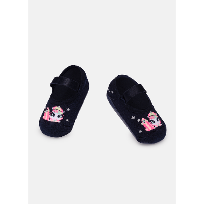 Meia Sapatilha com Sola Emborrachada Bebê Menina Unicórnio Skate