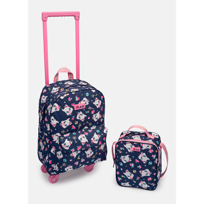 Mochila Escolar com Rodinha e Lancheira Lhama Secret