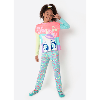 Pijama Manga Longa Viscolycra Menina Teen Unicórnio Cherry