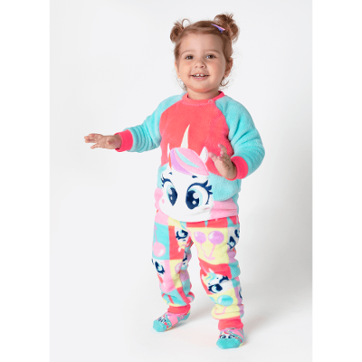 Pijama Manga Longa Bebê Menina Soft Unicórnio Cherry
